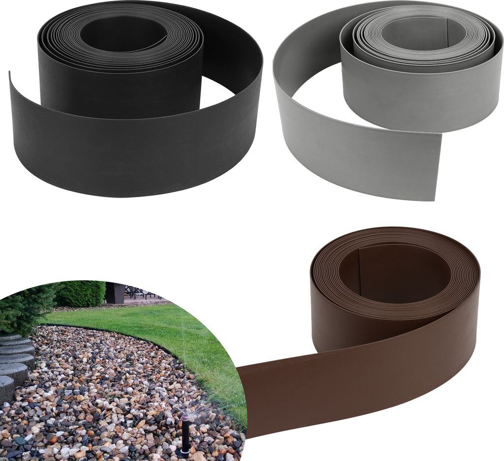 Jiubiaz Rasenkante Kies Beeteinfassung Mähkante Beetumrandung Rasenband Oberkante Gartenwegen Gartenumrandung Rasenbegrenzung Braun 1000x10cm