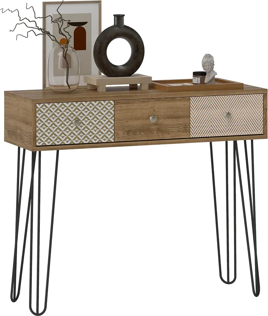 Console d'entrée 3 tiroirs : gagnez de la place avec ce meuble étroit en bois