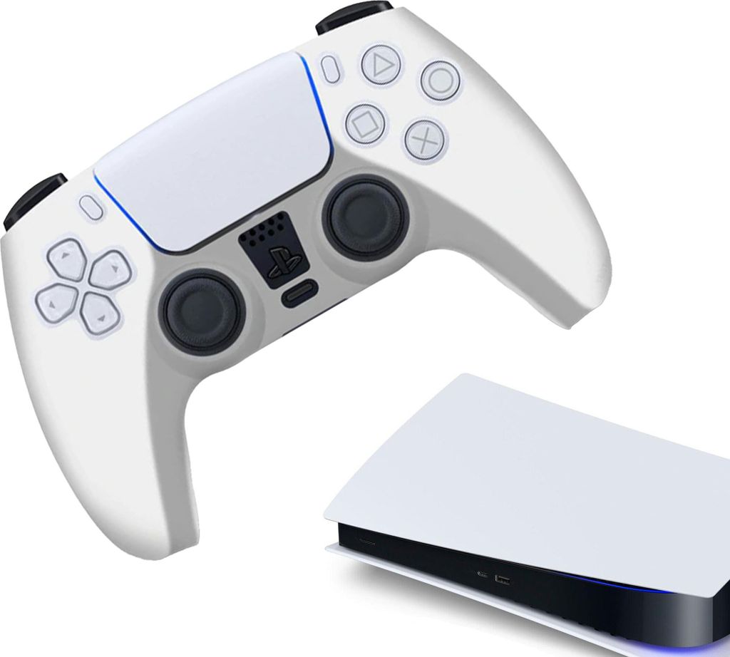 Hüllen & Skins für PS5, PlayStation 5 – Performance-Gaming-Hülle – Soft Grip Covers – Anti-Rutsch-Controller-Zubehör – Grip White
