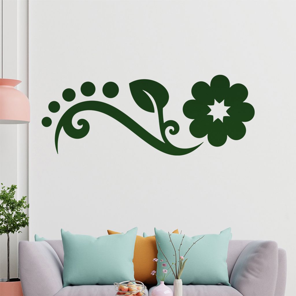 Blume - Linien Punkte Wandtattoo in 6 Größen - Wandaufkleber Wall Sticker - Dekoration, Küche, Wohnzimmer, Schlafzimmer, Badezimmer