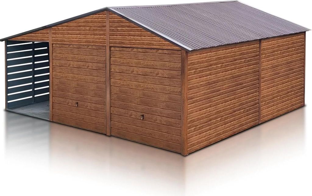 Fertiggarage für zwei Autos 6x5.5 m mit Carport 3 m