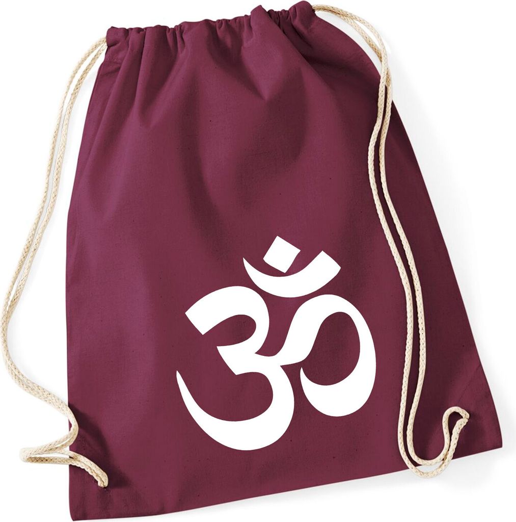 Huuraa Turnbeutel Om Symbol 12 Liter Burgundy Baumwolle Rucksack Geschenkidee