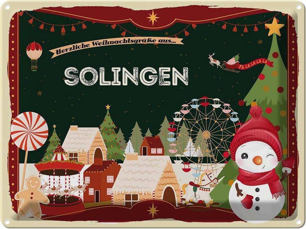 vianmo Blechschild 30x40 cm Weihnachten Grüße SOLINGEN Abenteuer Reisen Urlaub