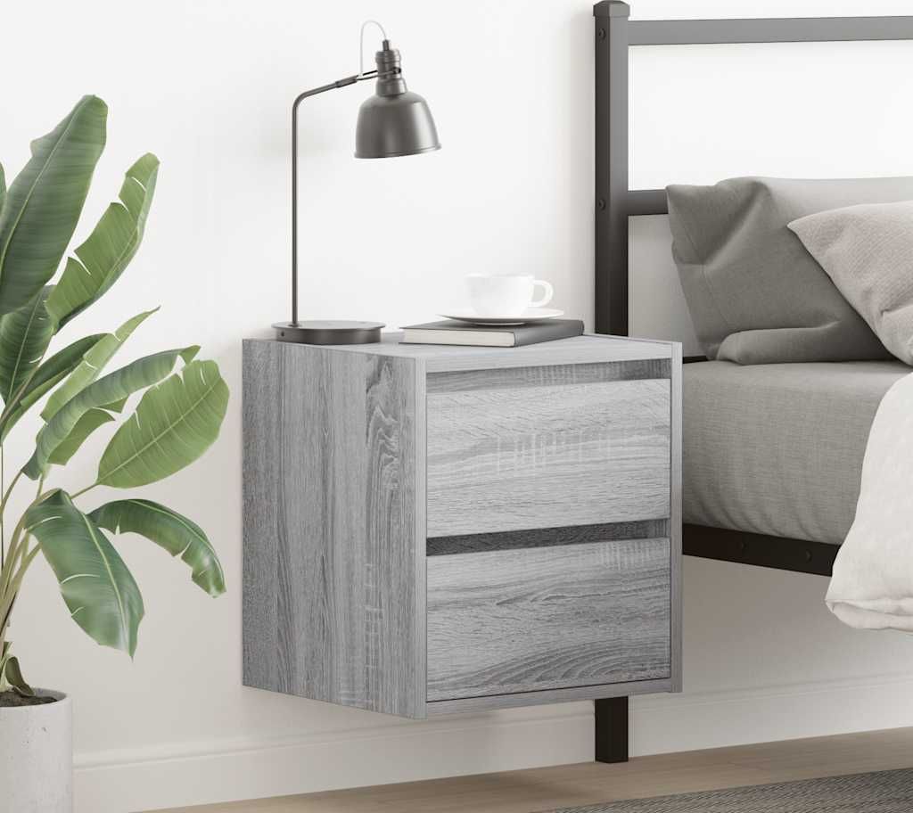 vidaXL Wand-Nachttische 2 Stk. Grau Sonoma 38x34x40 cm