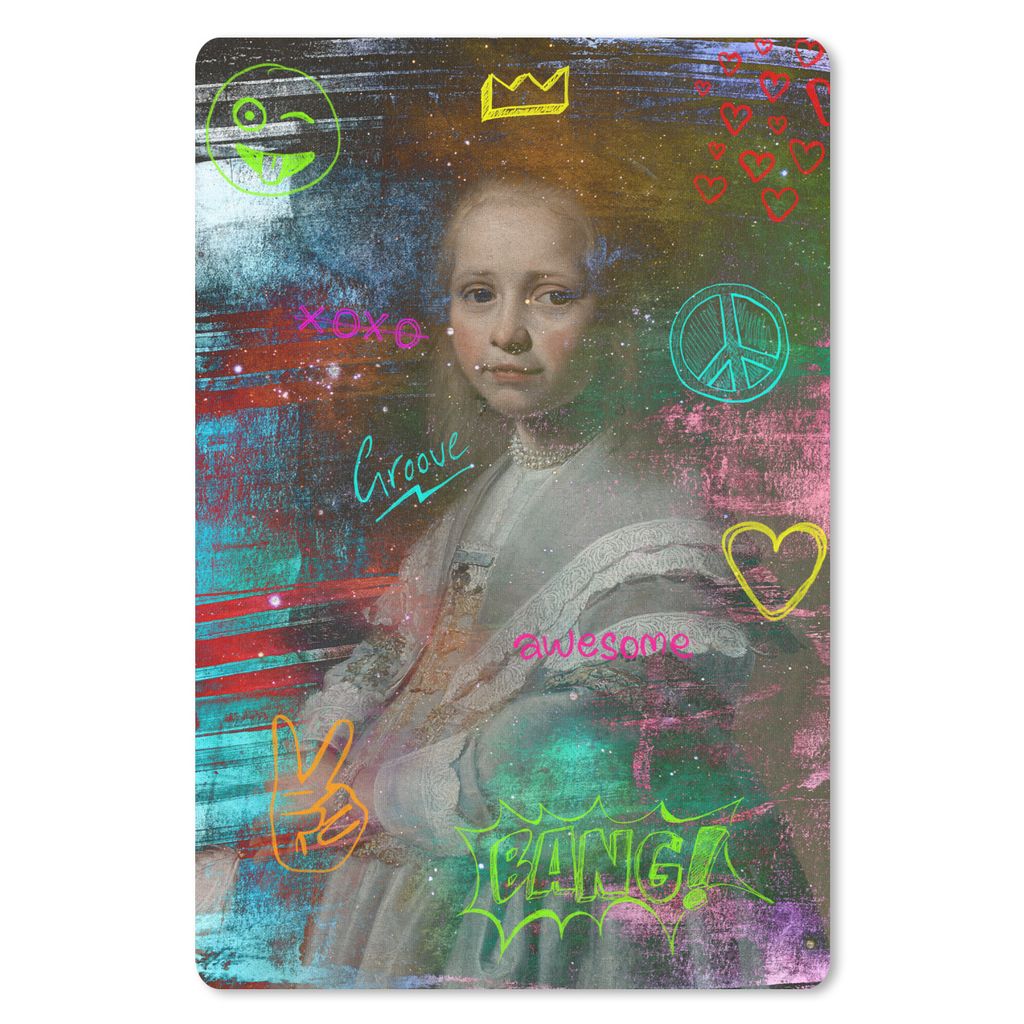 MuchoWow Mauspad Mousepad Porträt eines Mädchens in Blau - Johannes Cornelisz - Neon 40x60 cm - Mousepads - Maus Mat - Pad - Mausunterlage - Sc...