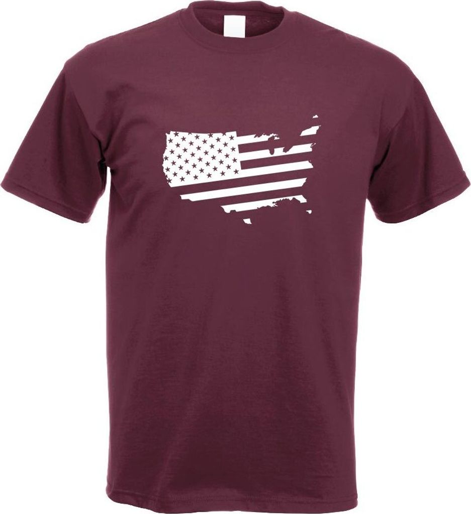 Kiwistar - T-Shirt - Burgund - Flagge der Vereinigten Staaten Motiv Bedruckt Funshirt Design Print - mit Motiv Bedruckt - Funshirt Design - Sport -...