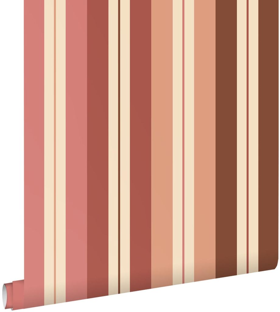 ESTAhome Tapete Streifen Rosa und Braun 50 x 900 cm