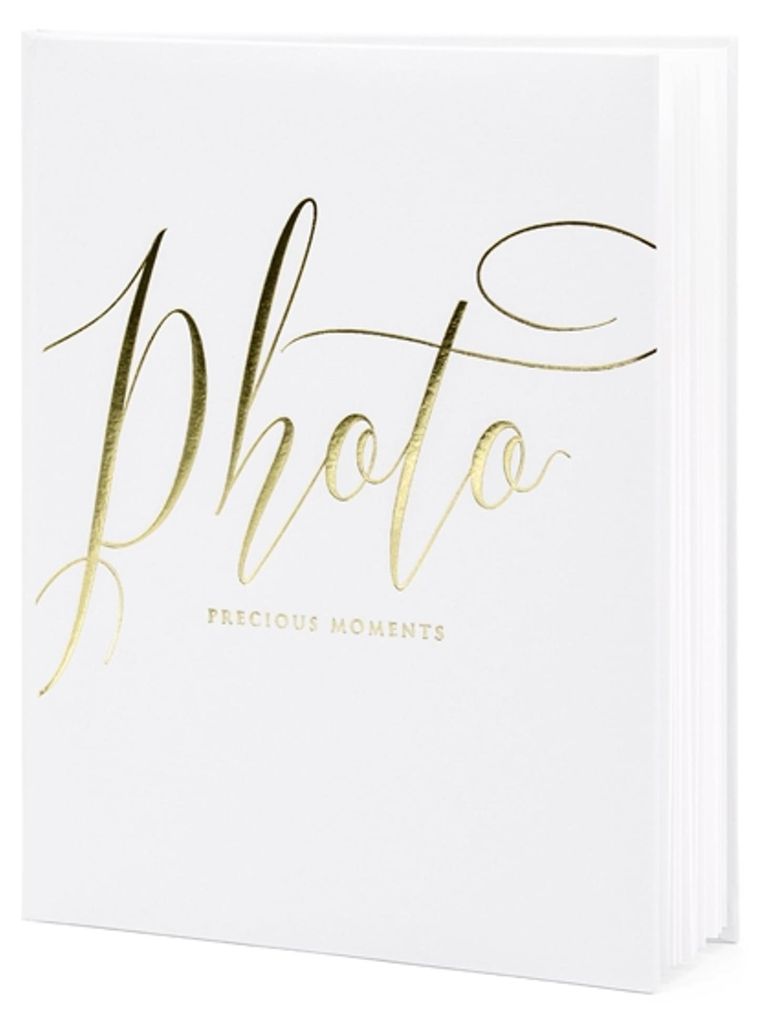 Fotoalbum Weiß + Gold 22 Seiten Hochzeit 20 x 24,5 cm - Einheitsgröße