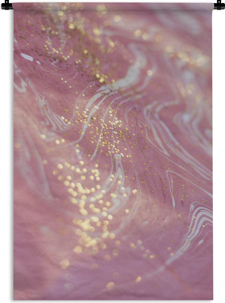 MuchoWow Wandteppich Wandbehang Marmor - Glitzer - Rosa 120x180 cm Tapisserie Dekoration Wandtuch - Schlafzimmer - Dekorationen für das Haus