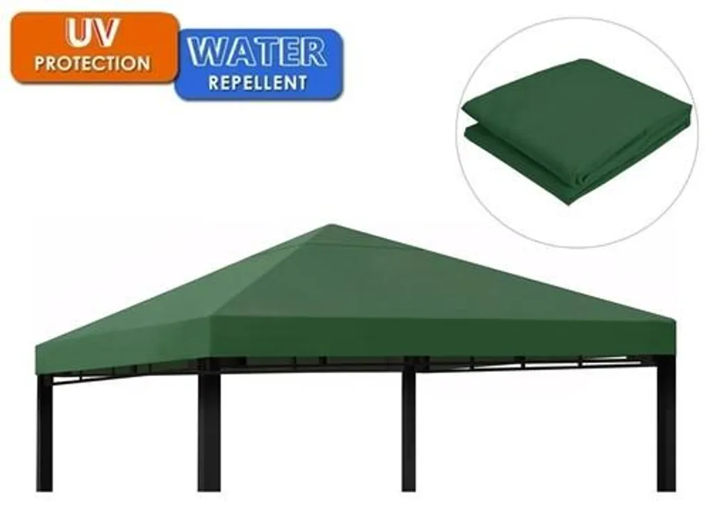 Toile de rechange pour pavillon 3 x 3 m imperméable vert foncé solide