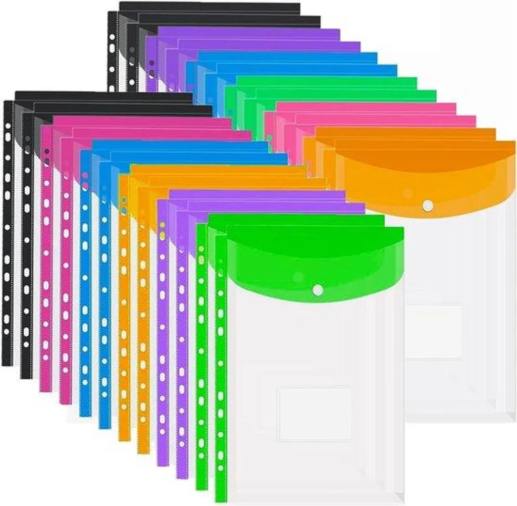 Pochette pour documents A4 avec fermeture bouton et porte-étiquette