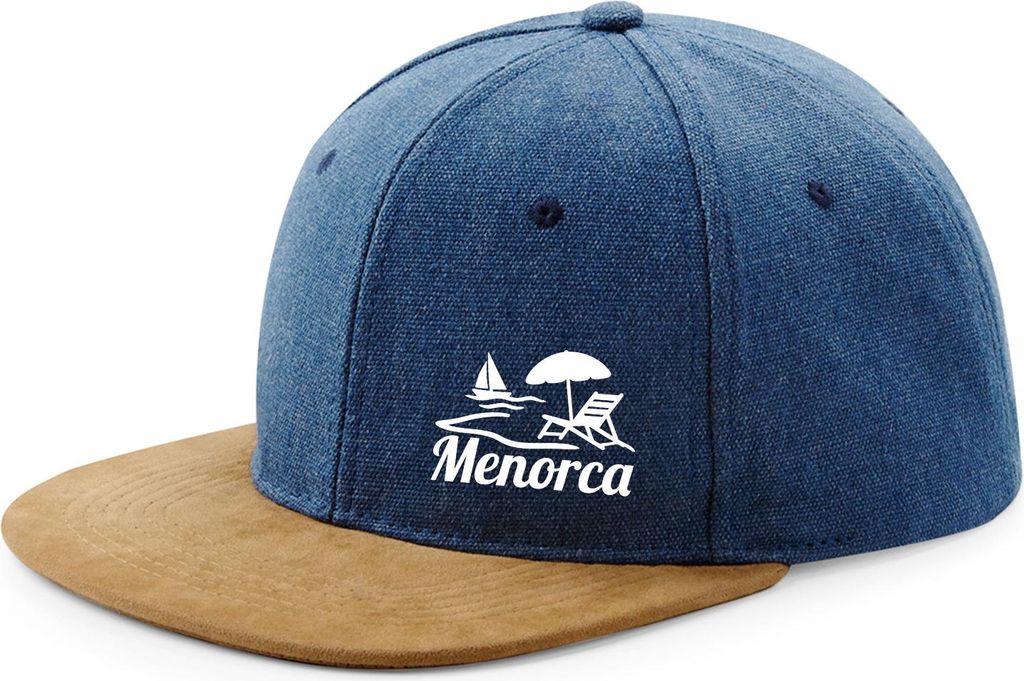 Huuraa Cappy Mütze Menorca Spanien Denim Baumwolle und Polyester Snapback Kappe Geschenkidee