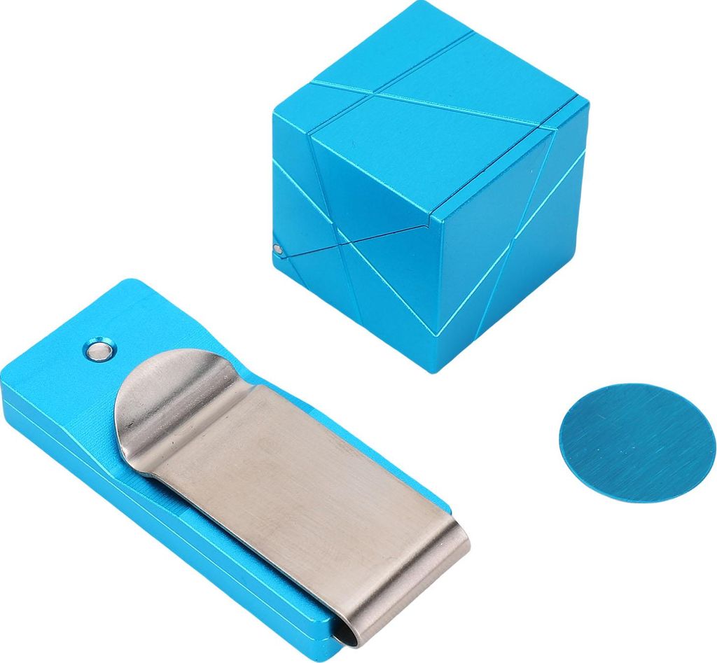 Pool-Queue-Kreidehalter, Aluminiumlegierung, Flip-Cover-Box mit Rückenclip für Standard-Kreide, Blau