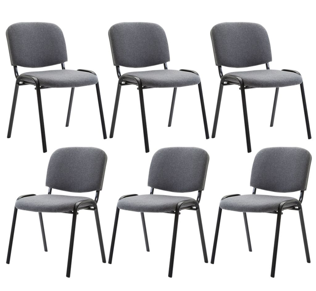 CLP 6er Set Besucherstuhl Ken Stoff stapelbar und mit robustem Metallgestell Farbe:grau
