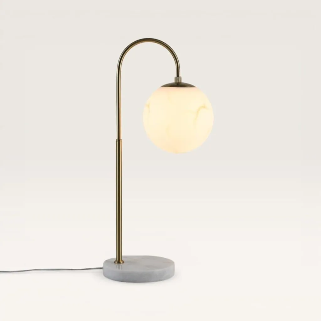 Lampe de Table Stable en Marbre Sereno : Éclairage Douceur sans Reflet