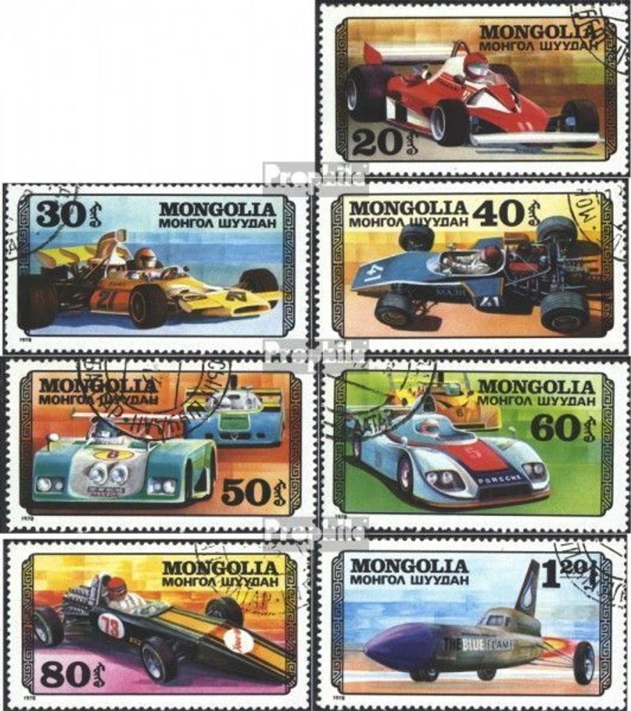 Briefmarken Mongolei 1978 Mi 1126-1132 (kompl.Ausg.) gestempelt Rennwagen