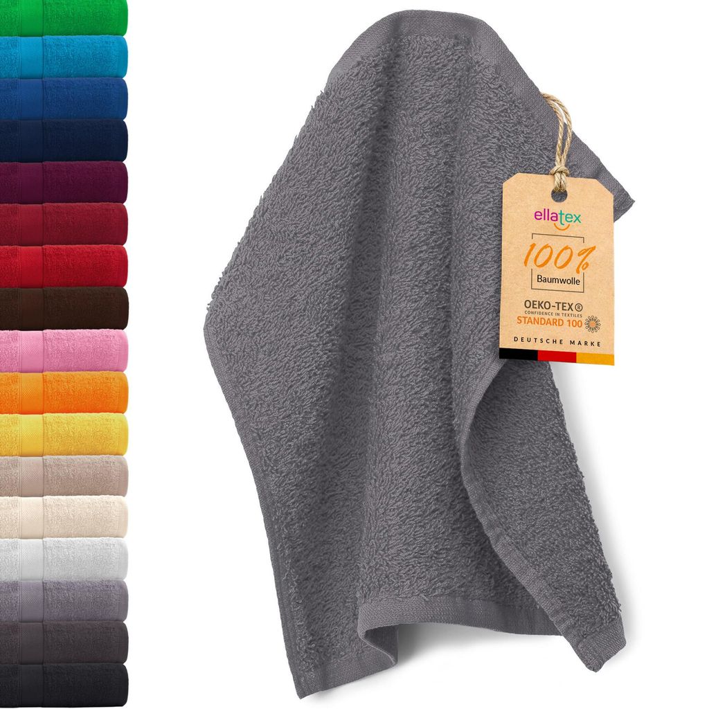 EllaTex PARIS Seiftuch 30x30 cm – 100% Baumwolle, 500 g/m² Frottier, flauschig & saugstark, in Farbe: Smoky Grau