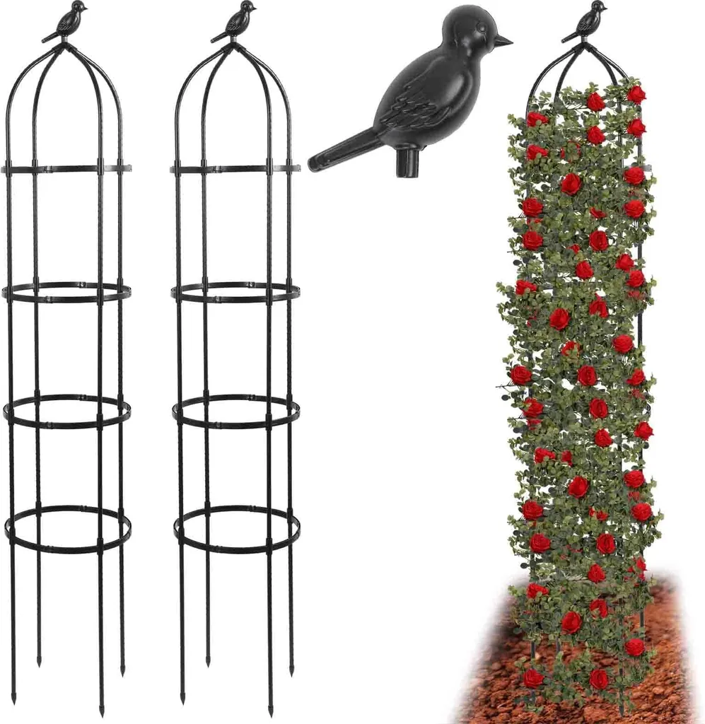 Support de croissance obélisque 175 cm en métal pour fleurs et lierre