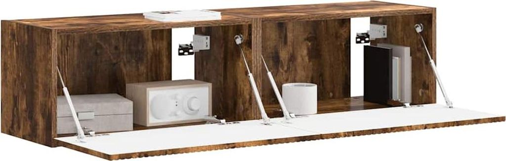 (Design 2026) TV-Wandschrank 2 pcs - Montage erforderlich - Geräucherte Eiche 60 x 31 x 29,5cm - HOMMIE 903880 - TV-Schränke