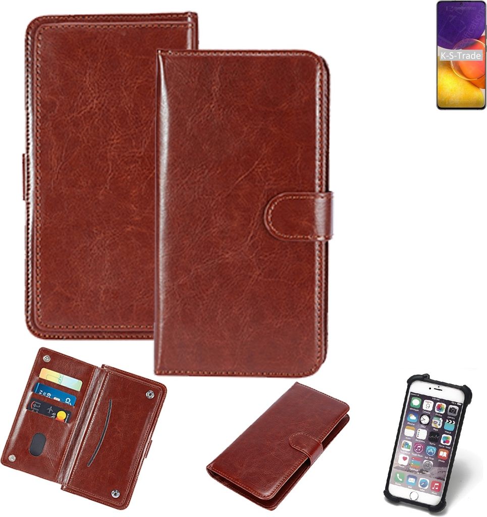 K-S-Trade 360° Hülle kompatibel mit Samsung Galaxy Quantum2 braun Kunstleder Case BookCase WalletCase Kunstlederederhülle Handyhülle, Rundumschutz