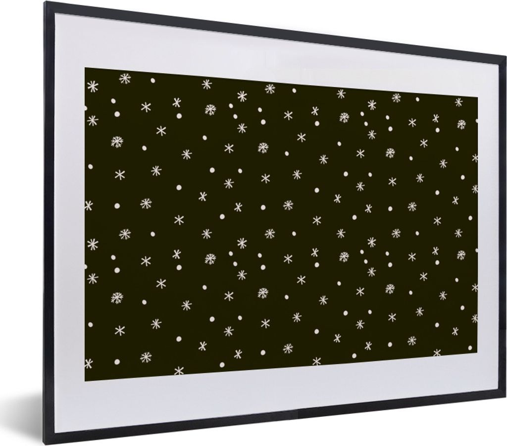 MuchoWow Gerahmtes Poster Schnee - Winter - Schwarz 40x30 cm - Poster mit Schwarzem Bilderrahmen Wandposter Rahmen Foto Bilder - Bilderrahmen - P...