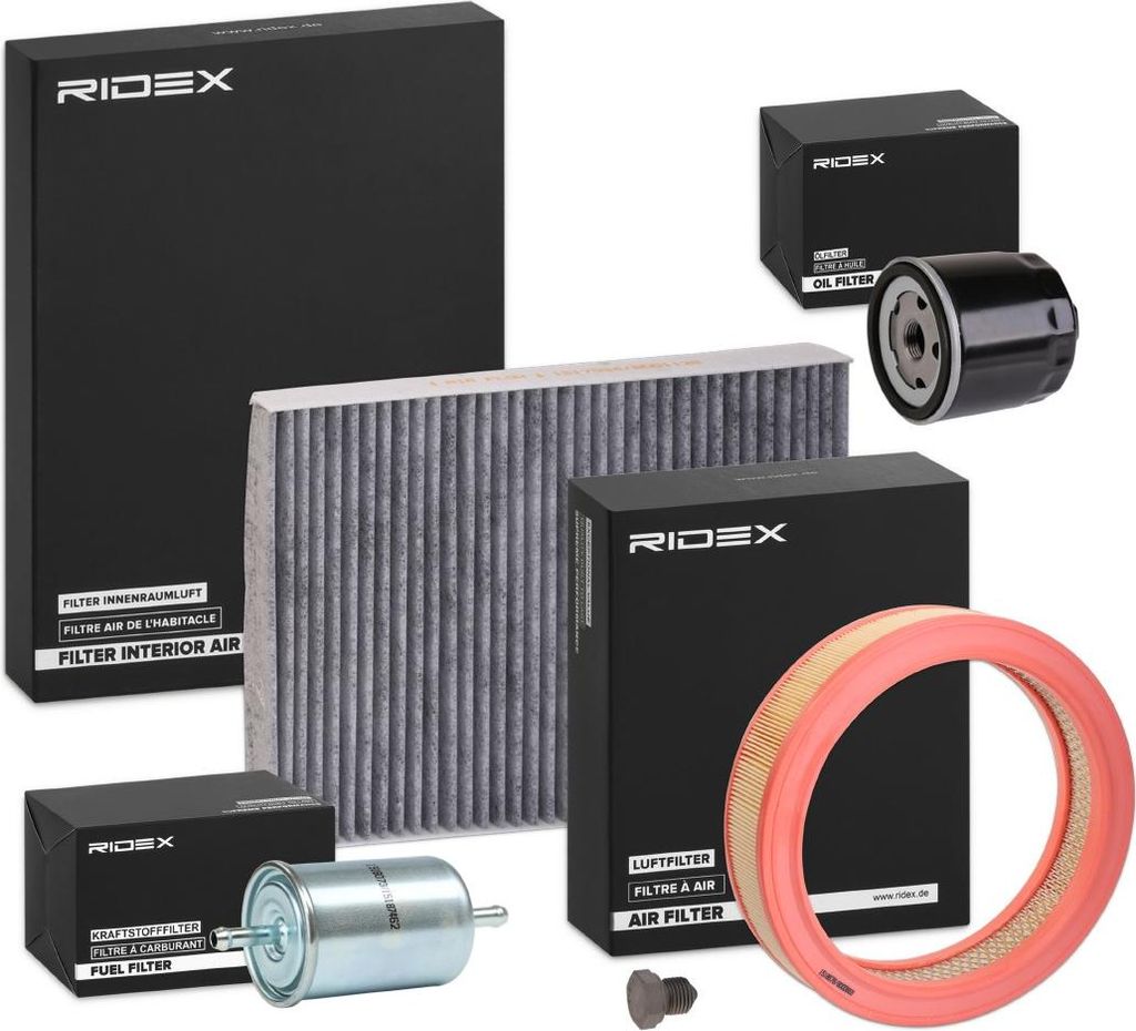 RIDEX Filterset Inspektionspaket Filtersatz für VW Polo Schrägheck (6N1) Caddy II Kastenwagen (9K9A) Polo Classic (6V2) Polo Variant (6V5) für SEAT