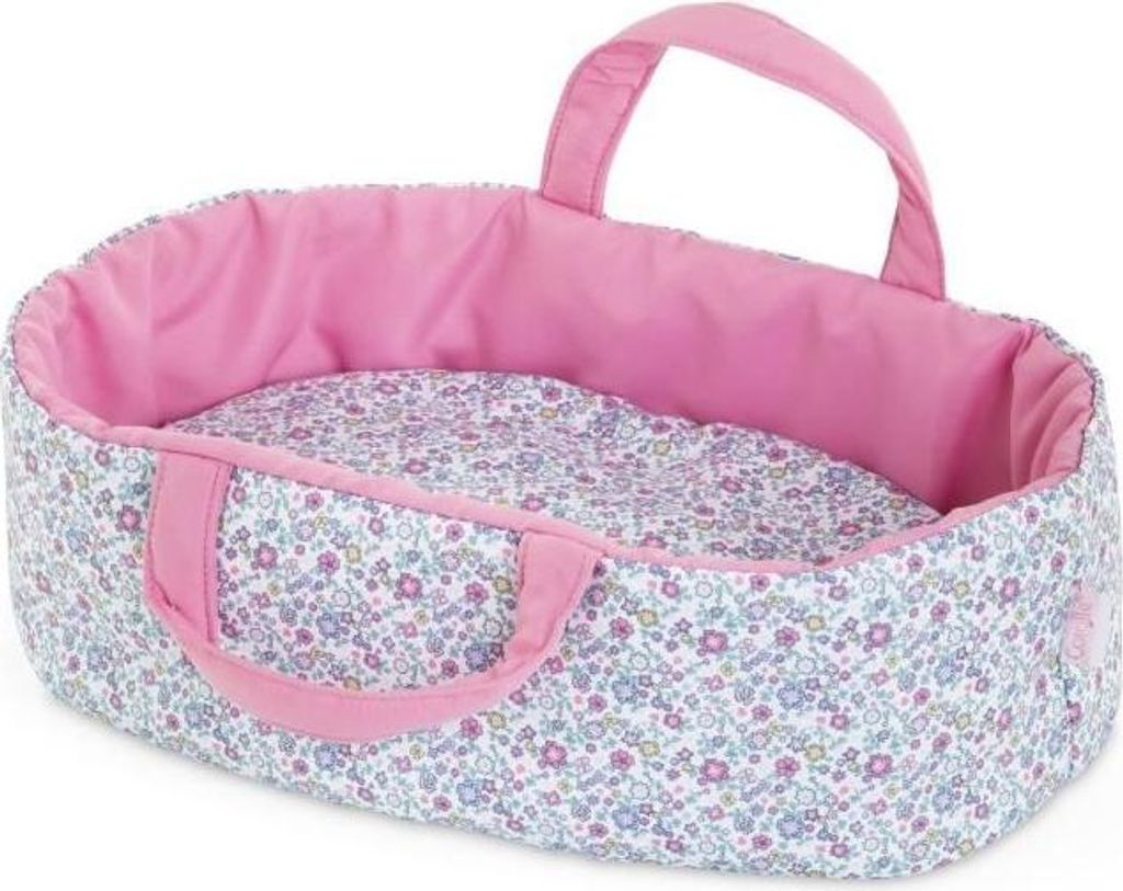 Puppenwagen, COROLLE Floral Couffin, für 30 cm Babypuppe, ab 18 Monaten, Rosa mit Blumenmuster