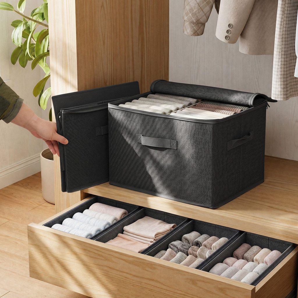Sekey Aufbewahrungsboxen Stoffboxen mit Deckel 45 L