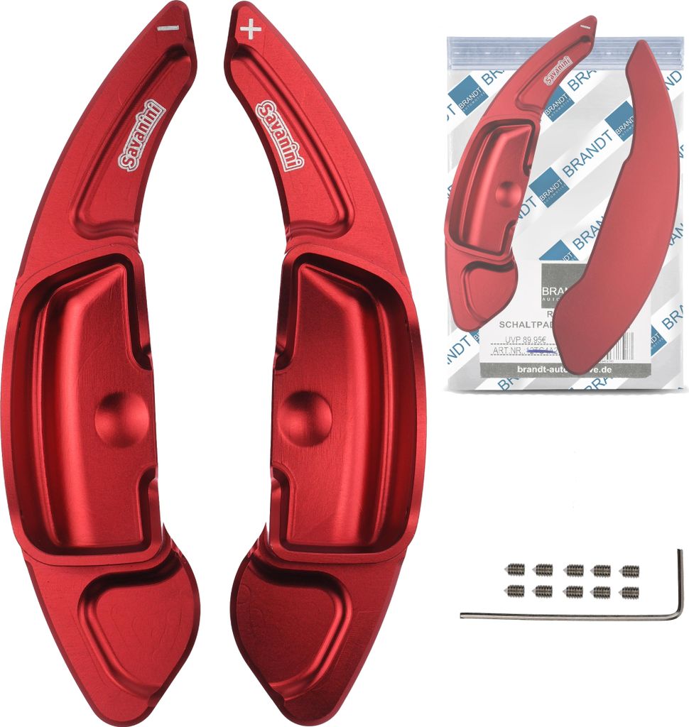 BRANDT Schaltwippen ALU ROT kompatibel mit MERCEDES BENZ E-Klasse S212 W212 A207 C207 SL R230 SLK R171 W221 A-Klasse W176 W204 C204 S204 CL203 CLC