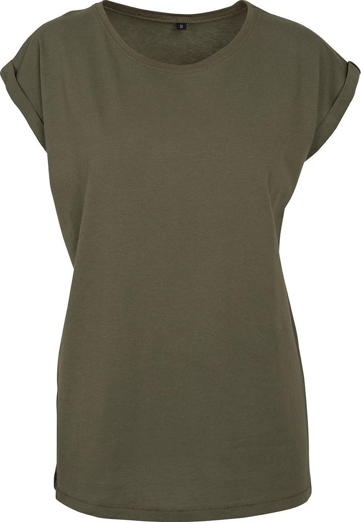 New Morning Studios - T-Shirt Überschnittene Schulter für Damen RW10724 (M) (Oliv)