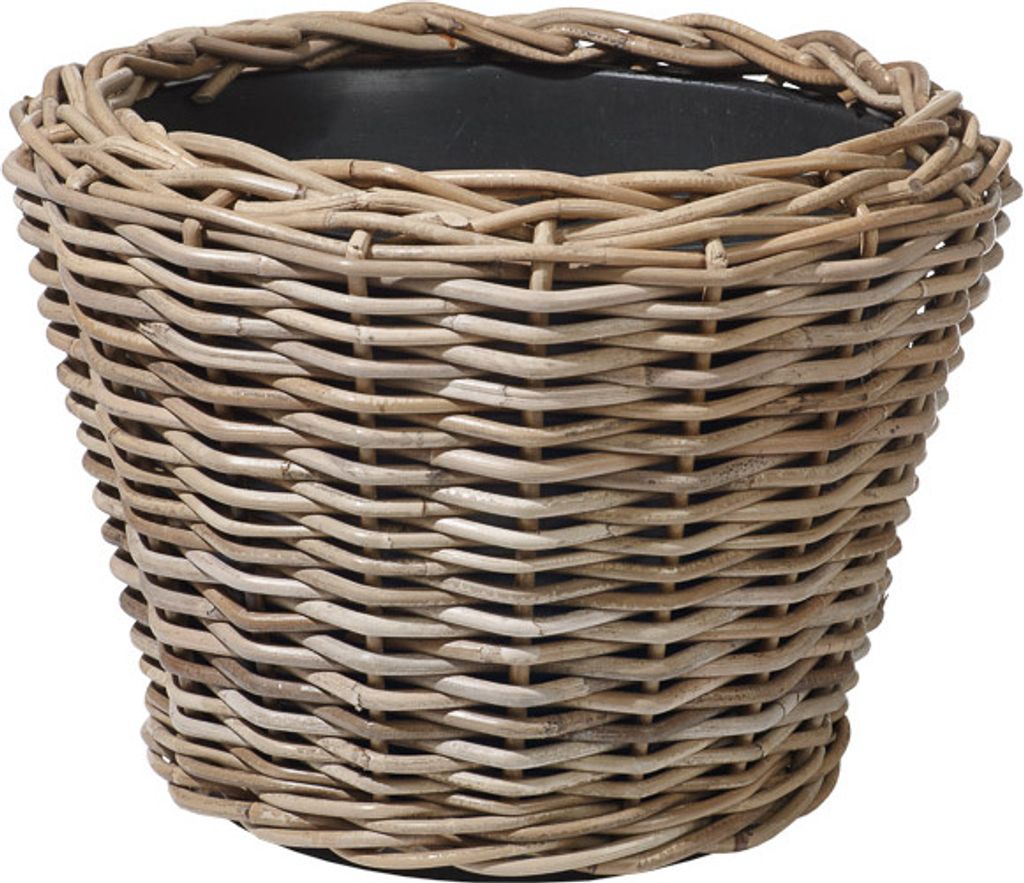 VAN DER LEEDEN DRYPOT® Rattan Pflanzkübel Grau Ø 43 cm - Produktbild 2