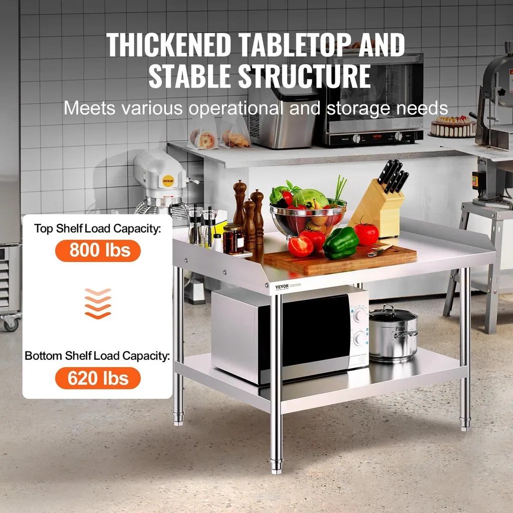 Table de préparation alimentaire professionnelle Inox pour restaurant