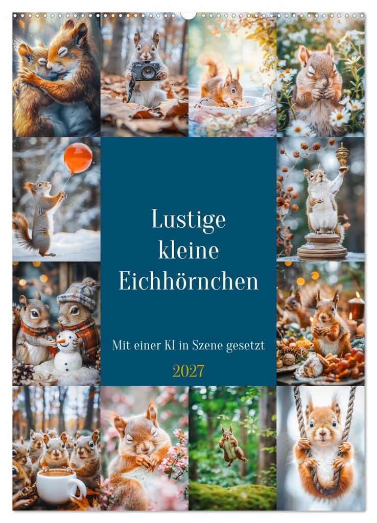 Lustige kleine Eichhörnchen (Wandkalender 2027 DIN A2 hoch), CALVENDO Monatskalender