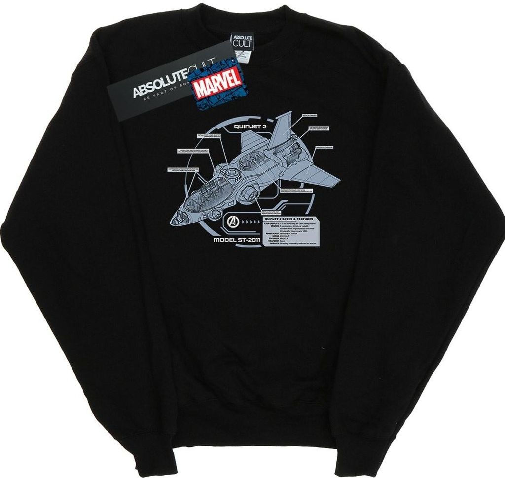 Marvel - "The Avengers Quinjet Breakdown" Sweatshirt für Herren BI35859 (XXL) (Schwarz)