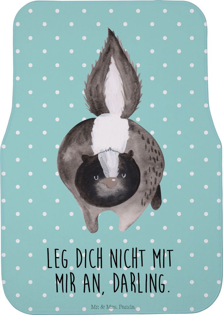 Mr. & Mrs. Panda Auto-Fußmatte Stinktier Angriff - Türkis Pastell - Geschenk, Automatte, Drohung, Raubtier, Auto Fußmatte, Skunk, Stinker, Fürs...