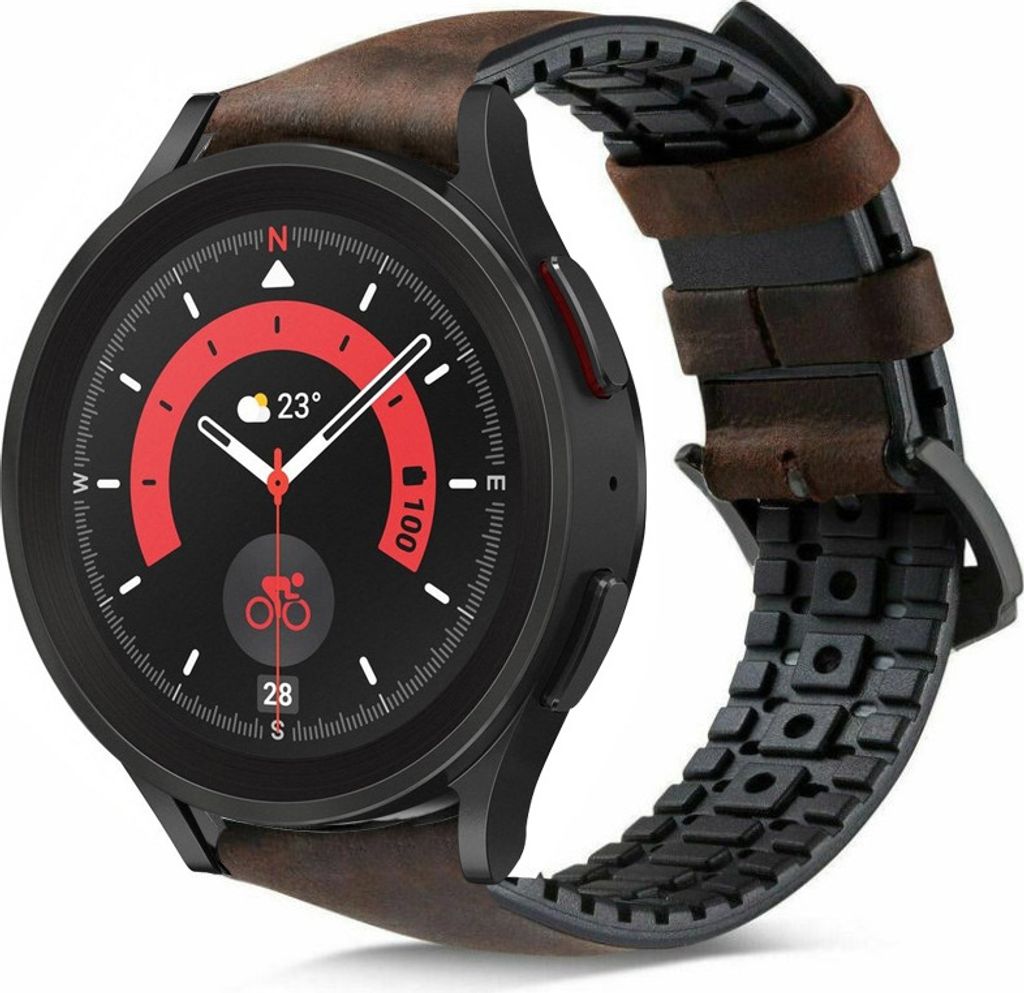 Strap-it Samsung Galaxy Watch 5 Pro Silikon-/Lederarmband (Braun)