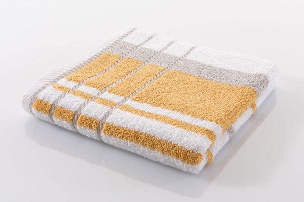 Gözze Frottierserie Berlin Streifen mais/taupe Handtuch 50 cm x 100 cm