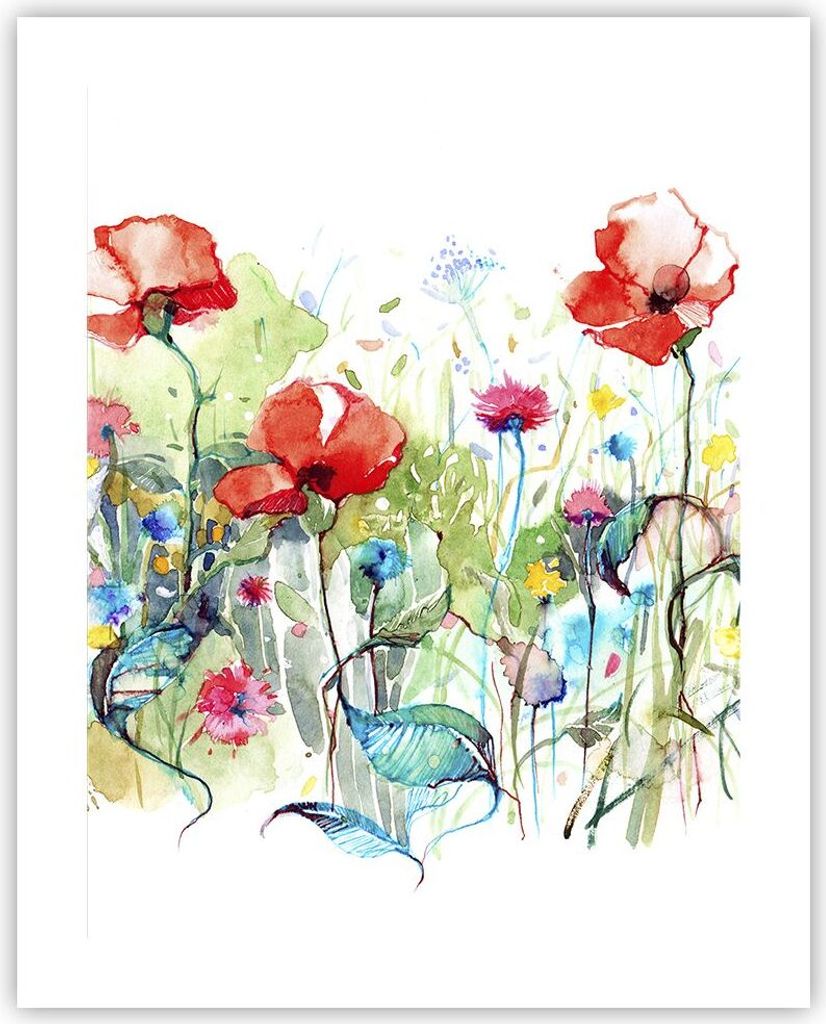 Poster - Poster ohne Rahmen - Blumen Wiese Blatt Natur - 40x50 cm - Wand Bild - Wanddeko - Wandbilder - Kunstposter - Wandposter - Bilder - Kunstdr...