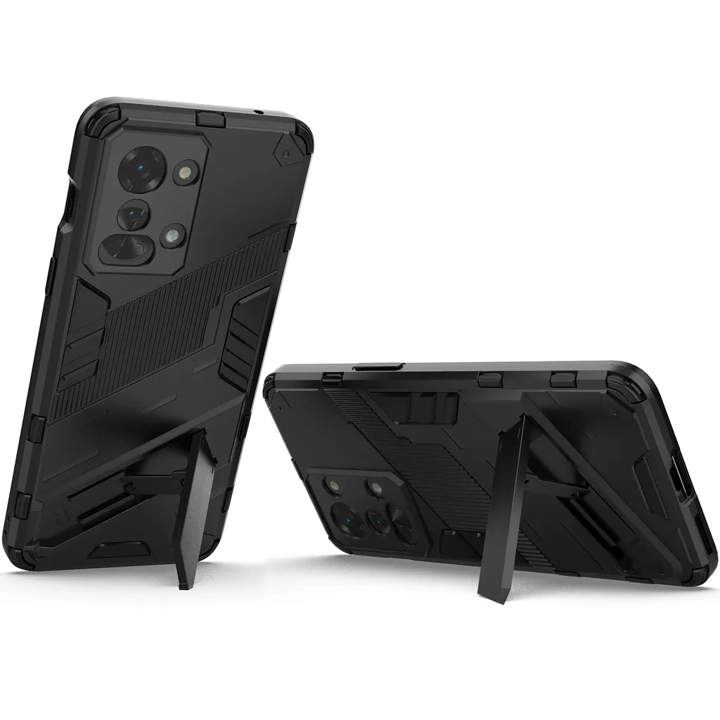 EASSGU Custodia OnePlus Nord 2T Con Cavalletto – Cover Antiurto In Silicone E PC, Colore Argento - 3