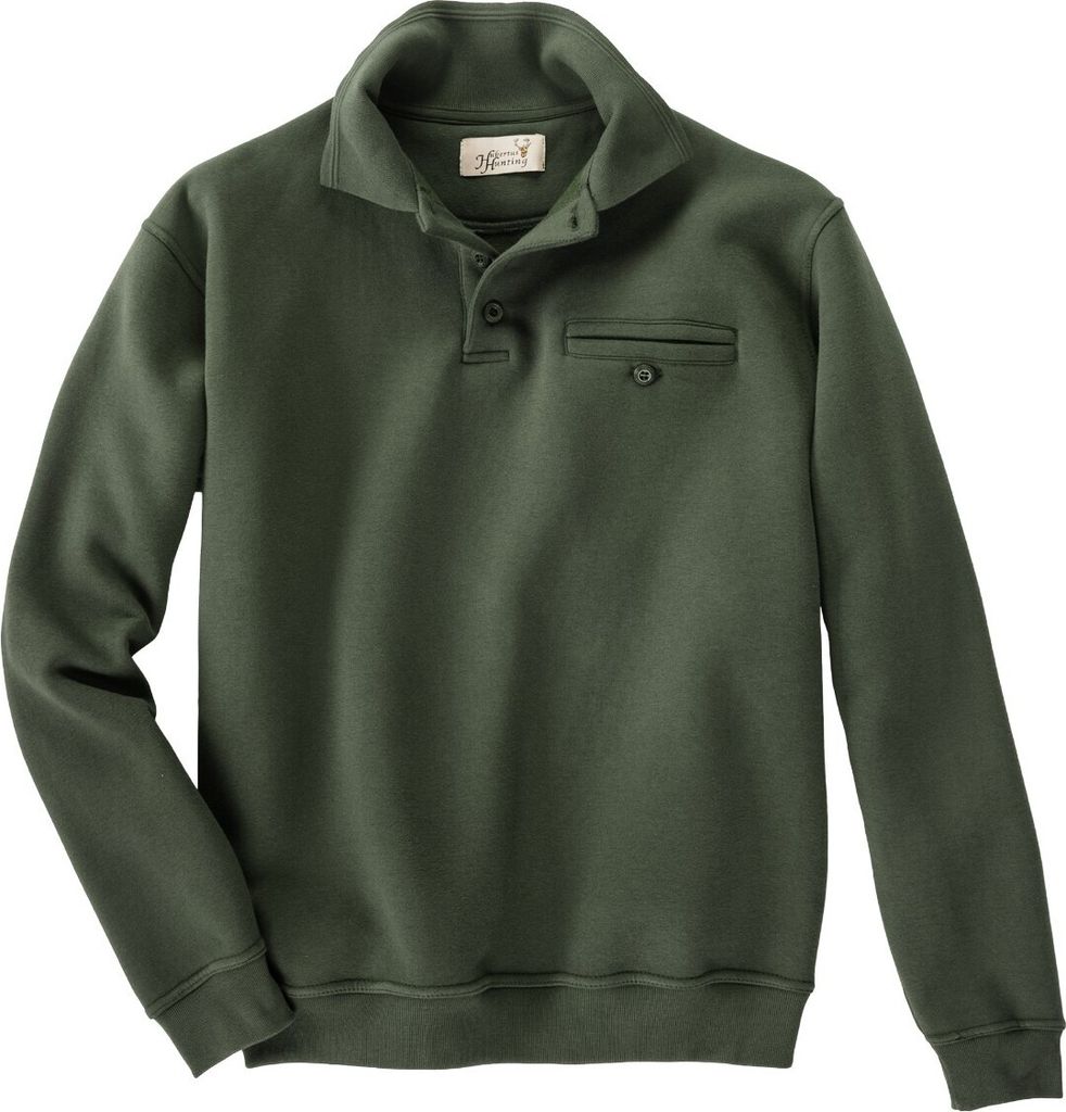 Hubertus Sweatshirt Polokragen oliv Übergröße