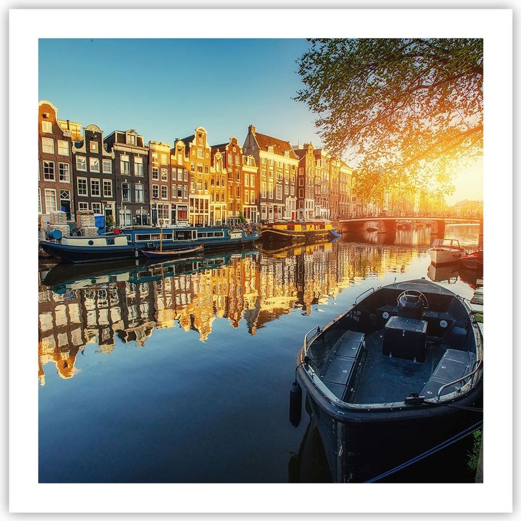 Poster - Poster ohne Rahmen - Kanal Boot Amsterdam Wasser - Produktbild 