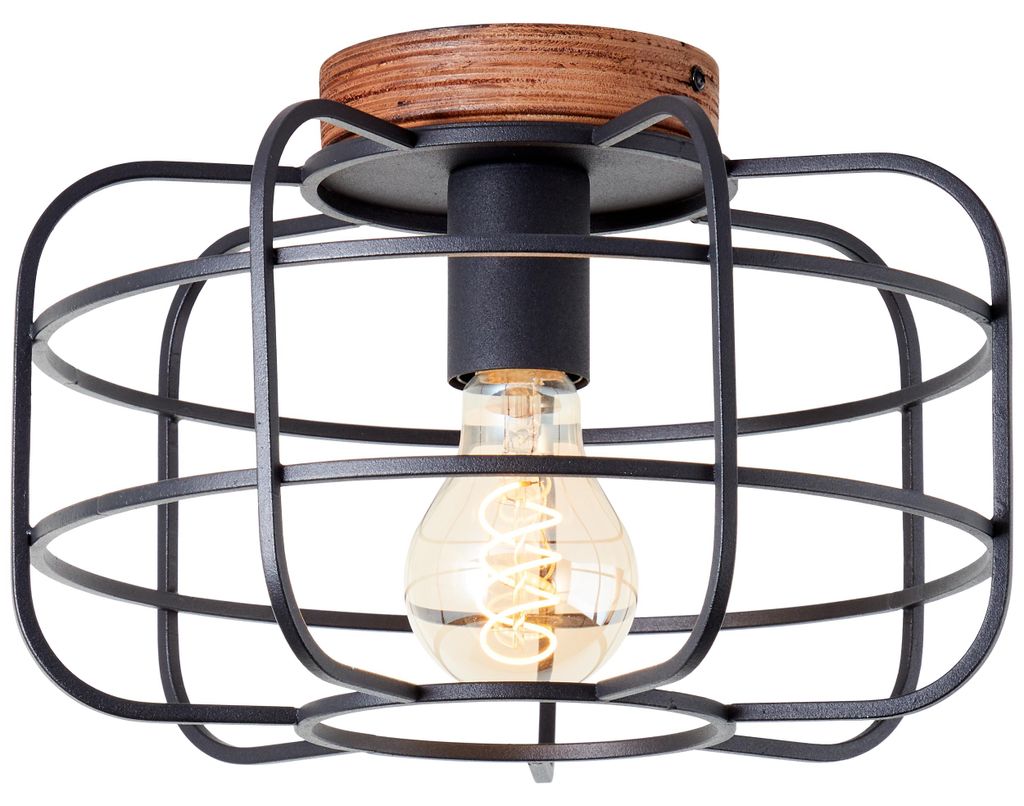 Brilliant Lampe Gwen plafonnier 30cm bois antique/noir Image du produit 