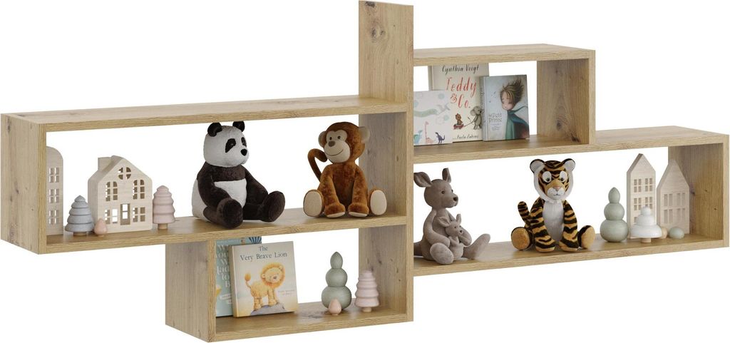 Modernes Wandregal Artisan Eiche – große hängende Bücherablage unter Dachschrägen, 169 cm breit, skandinavisches Design