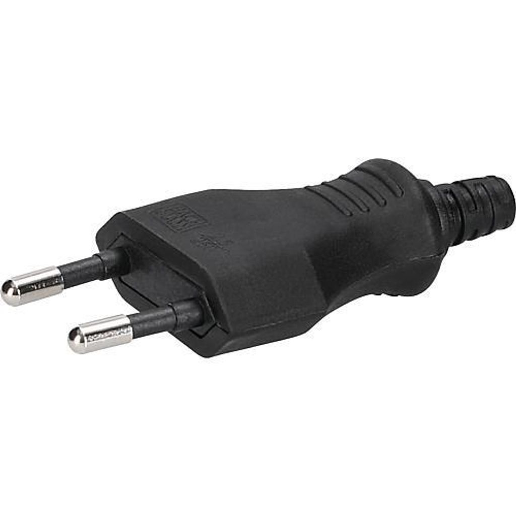 Europa -Stecker schwarz mit Zugentlastung, für Leitung Produktbild 