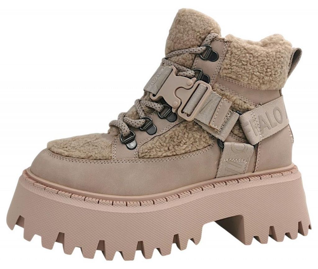 Buffalo Aspen Com Mid Warm Damenschuhe Schnürstiefel Rosa Freizeit, Schuhgröße:41 EU