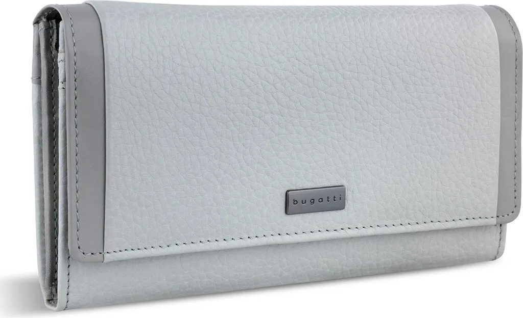Bugatti Portafoglio Donna RFID Vera Pelle Grigio - Modello Long Flap