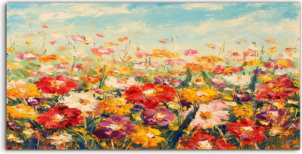 Coloray Canvas 100x50 Wandbild Leinwand Bilder Wand Kunst Blumen schöne Feld Blumen