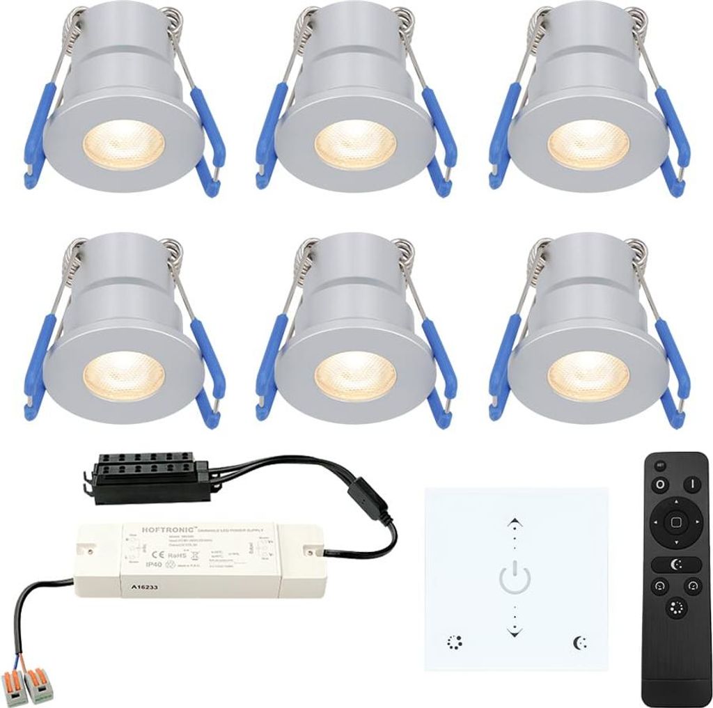 hoftronic LED Einbaustrahler Milano Mini 3W 200lm 2700K IP65 Edelstahl 6er Set