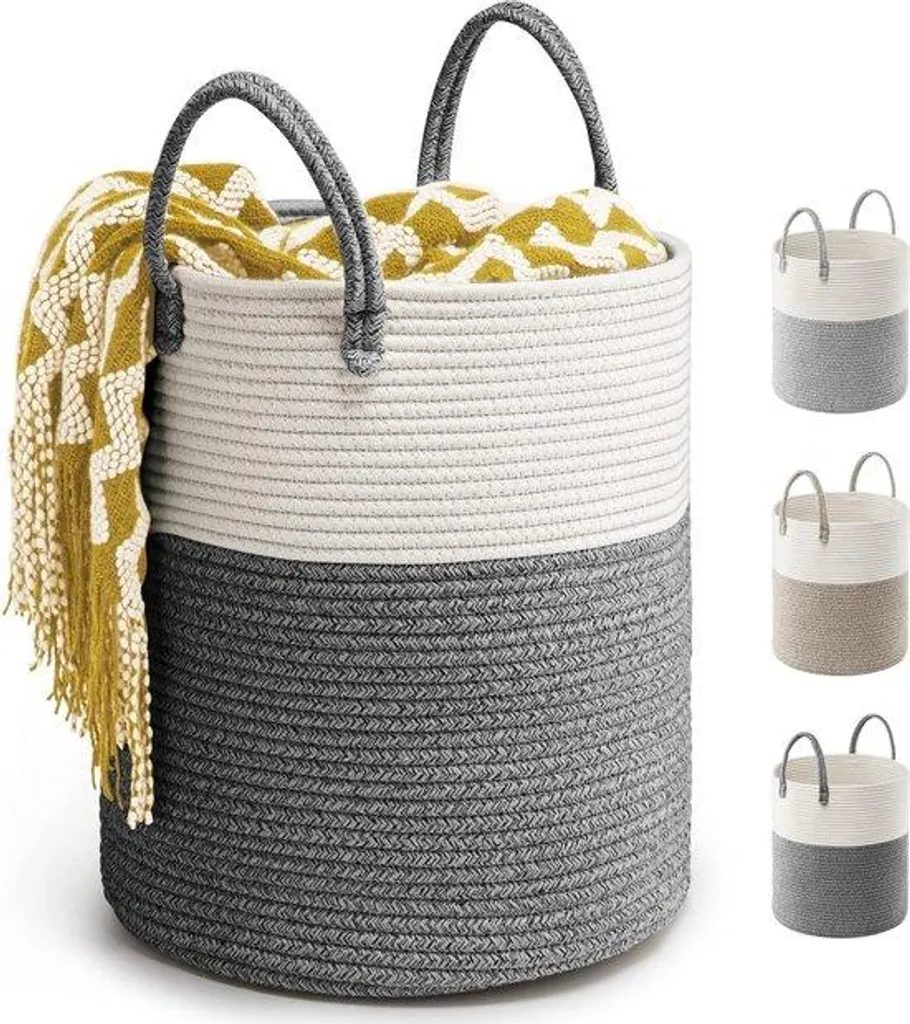 Panier à linge gris pliable 39 L en coton : finissez-en avec le bazar
