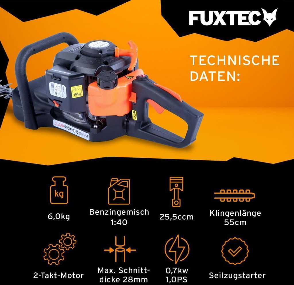 FUXTEC Benzin Heckenschere | Schwertlänge 60cm | 2T | 6kg | Produktbild 2